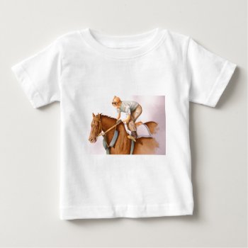 Race Horse And Jockey Watercolor Baby T-shirt by Incatneato at Zazzle