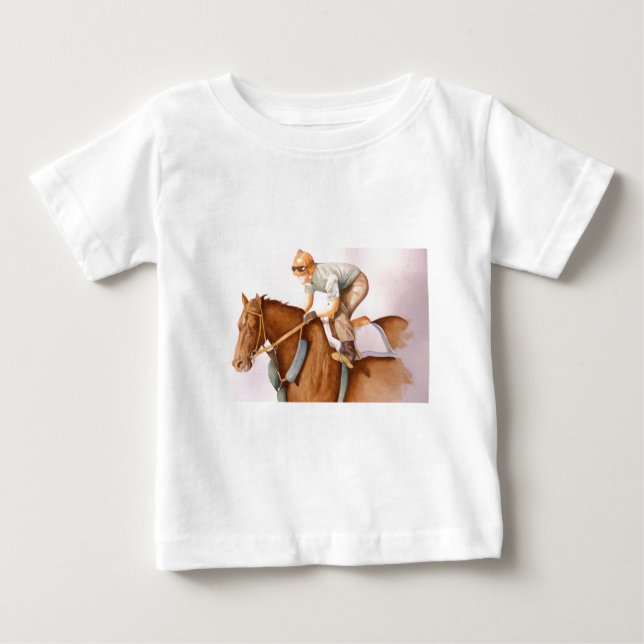Race Horse and Jockey WaterColor Baby T-Shirt (Front)