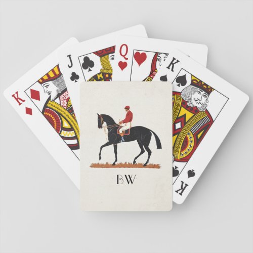 Race Horse Derby Jockey Monogram Vintage Style Playing Cards