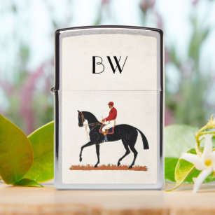 Race Horse Derby Jockey Monogram Vintage Style Zippo Lighter