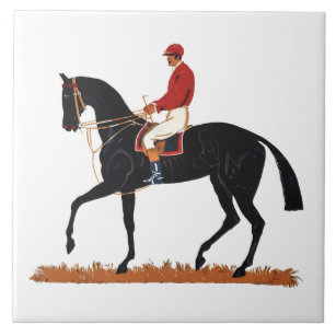 Race Horse Derby Jockey Vintage Style Ceramic Tile