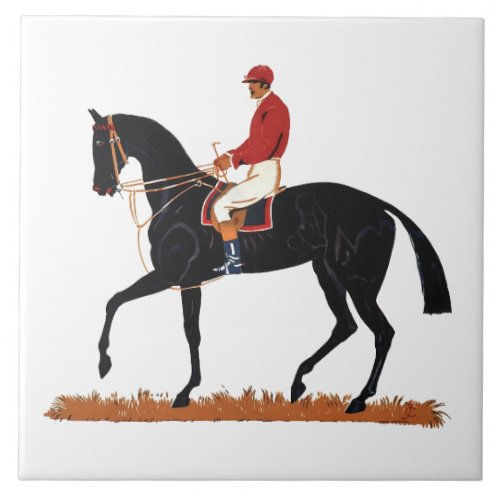 Race Horse Derby Jockey Vintage Style Ceramic Tile