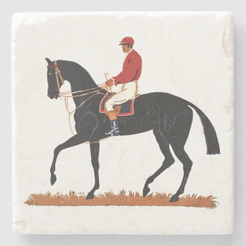Race Horse Derby Jockey Vintage Style Stone Coaster