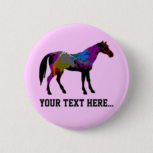Race Horse Personalised Pinback Button (Front)