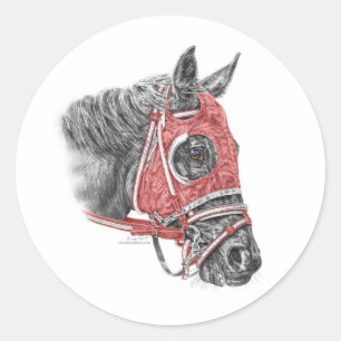 Race Horse Portrait Silks Classic Round Sticker