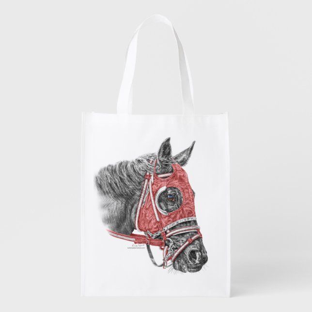 Race Horse Portrait Silks Reusable Grocery Bag (Front)