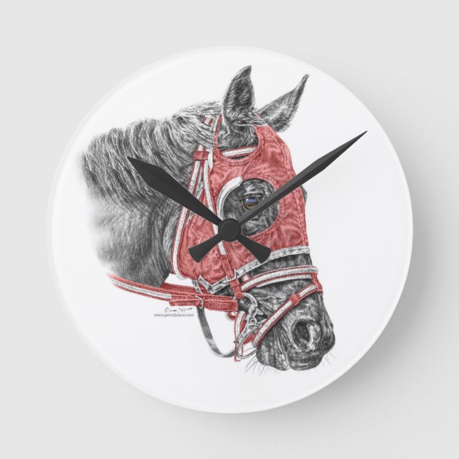 Race Horse Portrait Silks Round Clock (Front)