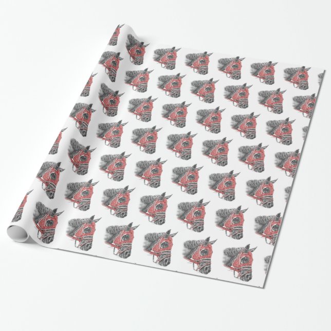 Race Horse Portrait Silks Wrapping Paper (Unrolled)