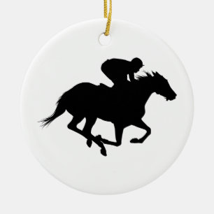 Race Horse Silhouette Ceramic Ornament