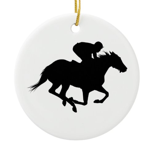 Race Horse Silhouette Ceramic Ornament