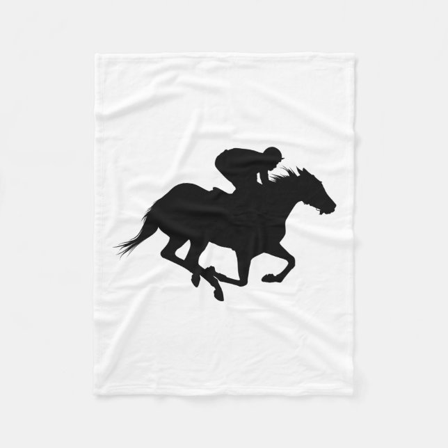 Race Horse Silhouette Fleece Blanket (Front)