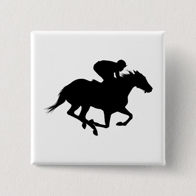 Race Horse Silhouette Pinback Button (Front)