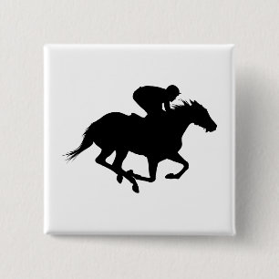Race Horse Silhouette Pinback Button
