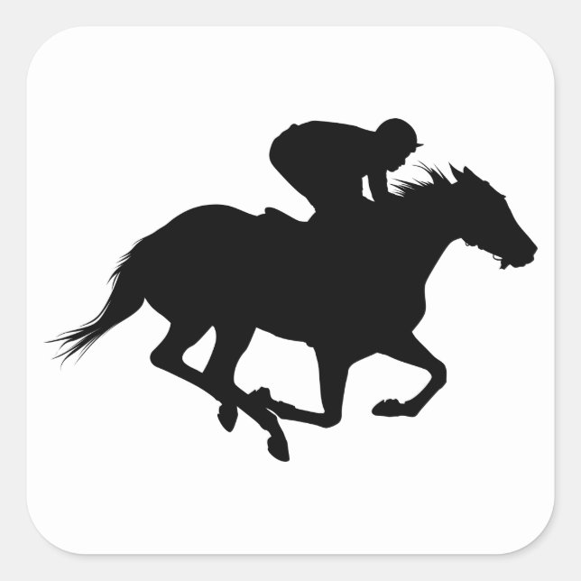 Race Horse Silhouette Square Sticker (Front)