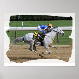 Race Horse - White Abarrio and jockey Irad Ortiz, Poster