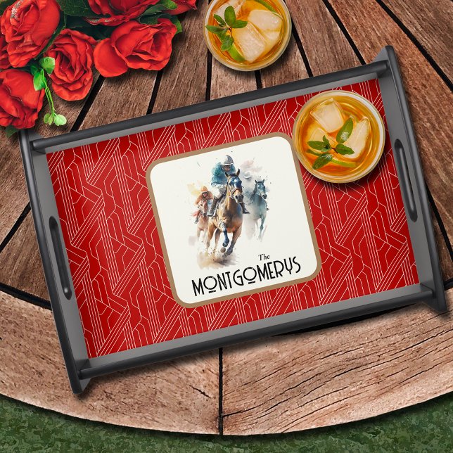 Race Horses Derby Party Black Serving Tray (Race Horses Derby Party Black Serving Tray
)