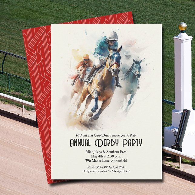 Race Horses Derby Party Invitation (Racehorses and Jockeys Derby Party Invitations - INSTANT DOWNLOAD and/or PRINTED or both!)