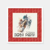 Race Horses Derby Party Red Napkins (Front)