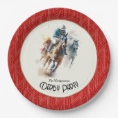 Race Horses Derby Party Red Paper Plates (Front)