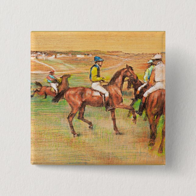 Race Horses, famous painting by Edgar Degas Button (Front)