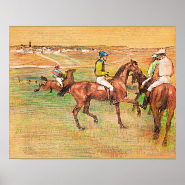 Race Horses, famous painting by Edgar Degas Poster (Front)