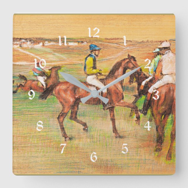 Race Horses, famous painting by Edgar Degas   Square Wall Clock (Front)