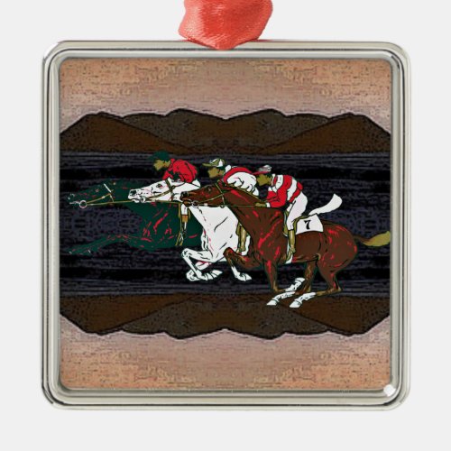 Race Horses Metal Ornament