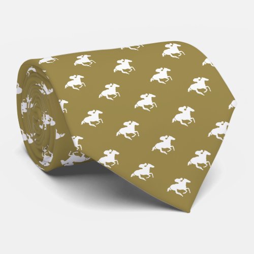 Race Horses Pattern  Graphic Gold Neck Tie