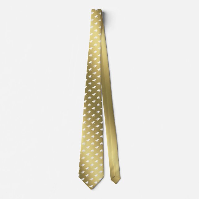 Race Horses Pattern | Jockey Graphic Gold Neck Tie (Front)