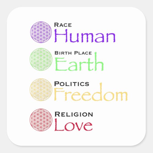 Race Human Birthplace Earth Politics Freedom Re Square Sticker