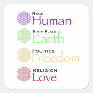 Race: Human Birthplace: Earth Politics: Freedom Re Square Sticker