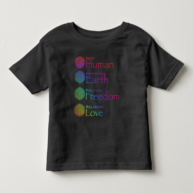 Race: Human Birthplace: Earth Politics: Freedom   Toddler T-shirt (Front)