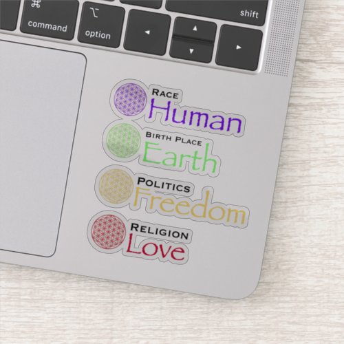 Race human religion love politics freedom  sticker