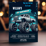 Race Kids Boy Cars Cool Monster Truck 1st Birthday Invitation