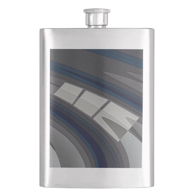 Race on blue gray track flask (Front)