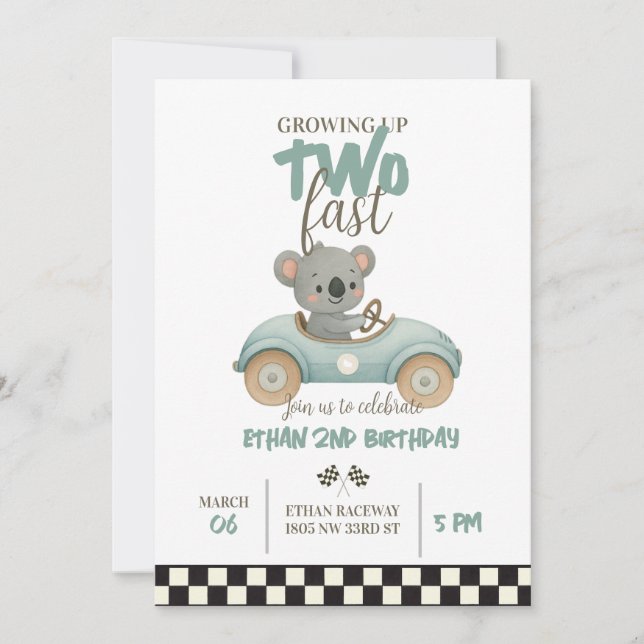 Race On Over – Car-Themed Birthday Invite (Front)