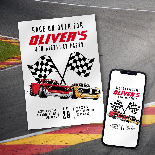Race on Over Cars Birthday Party Invitation (Creator Uploaded)
