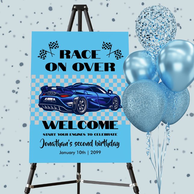 Race on Over Modern Blue Sports Car Any Age Foam Board (Creator Uploaded)