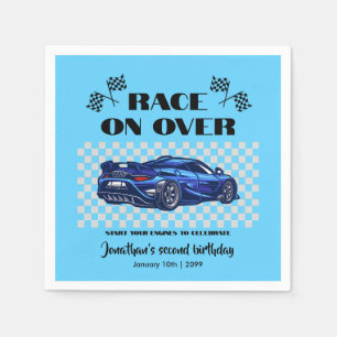 Race on Over Modern Blue Sports Car Any Age Napkins