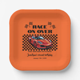 Race on Over Modern Red Sports Car Any Age Paper Plates