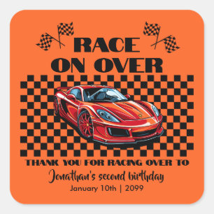Race on Over Modern Red Sports Car Any Age Square Sticker