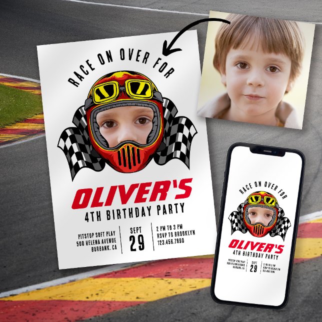 Race on Over Photo Birthday Party Invitation (Creator Uploaded)
