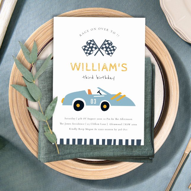 Race On Over Racing Car Any Age Birthday Invite (Creator Uploaded)