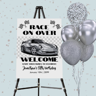 Race on Over Silver Modern Race Car Any Age Foam Board