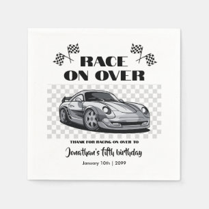 Race on Over Silver Modern Race Car Any Age Napkins