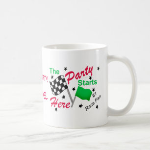 Race Party Starts Name Personalized Checkered Flag Coffee Mug