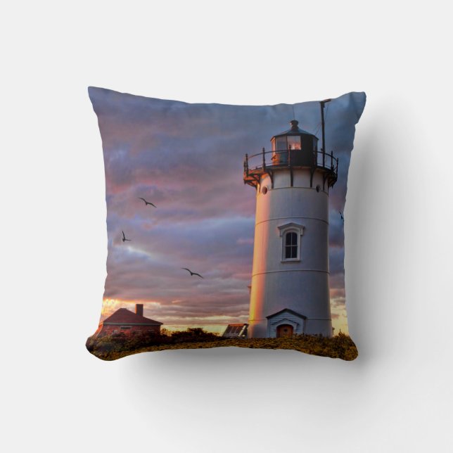 Race Point Lighthouse Throw Pillow (Front)