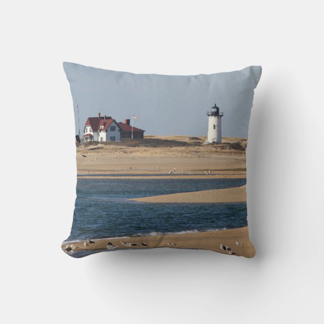 Race Point Lighthouse Throw Pillow (Front)