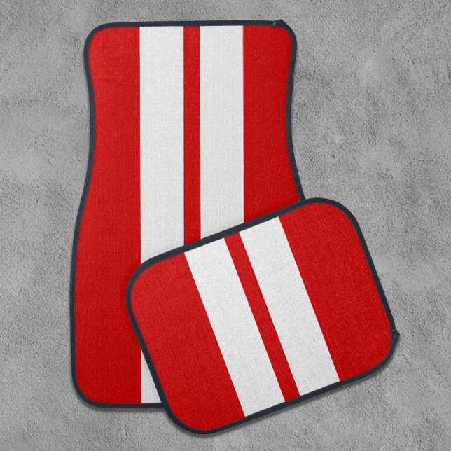 💥 Race Red and White Racing Stripes   Car Floor Mat (💥 Race Red and White Racing Stripes Car Floor Mat
)