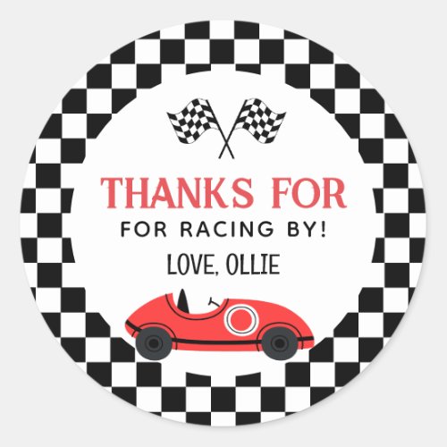 Race Red  Car Thank you For Racin By  Classic Round Sticker